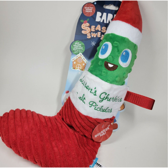 Bark Other - NEW Bark St. Pickolas Season's Sweetings dog toys Med XL Dog Pickle Stocking